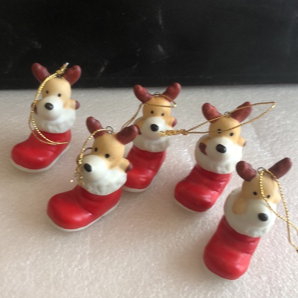 Vintage Homco ceramic Reindeer Christmas ornaments-5pcs - Picture 2 of 9